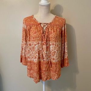 Lucky Brand Printed Peasant Top